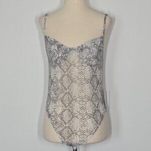 FADED ROSE sneak print transparent bodysuit Sz L NEW